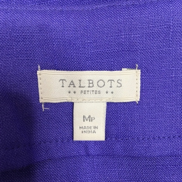 Talbots Medium Petite Linen V Neck Blouse Blue - Picture 7 of 8